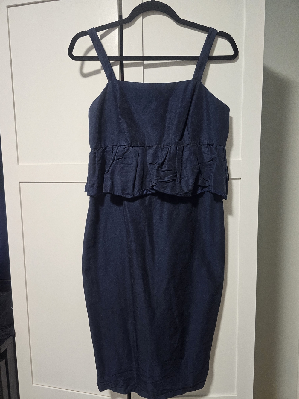 J. Crew Navy A-Line Skirt with Ruffled Peplum